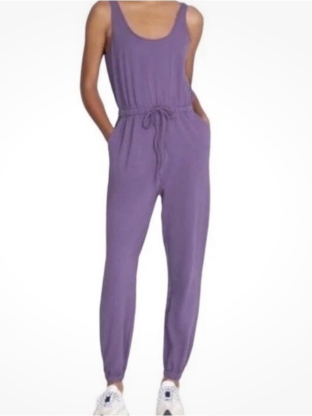 Johnny Was Calme Sleeveless Knit Jumpsuit $128 Grape Purple Drawstring Womens S